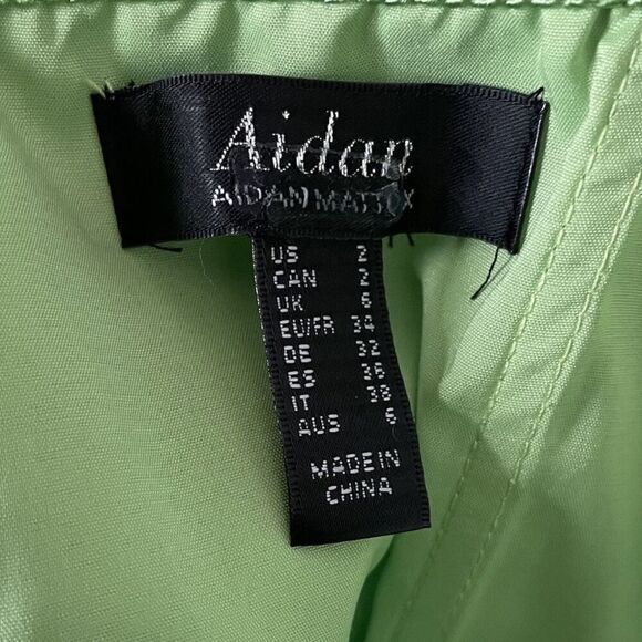 AIDAN MATTOX Strapless Popover Gown Women 2 Ruffle Neckline Side Slit Green - Picture 10 of 12